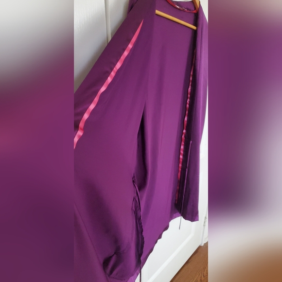 Victoria Secret Iconic Satin Robe Kimono Burgundy - Picture 7 of 12